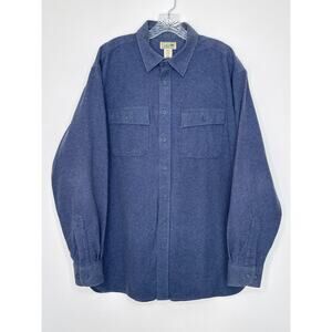L.L. Bean Vintage Y2K 100% cotton button down flannel shirt blue large